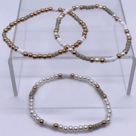 NWT Wool + Pepper Co. Skinny Beaded Bracelet Trio - Picture 5 of 5